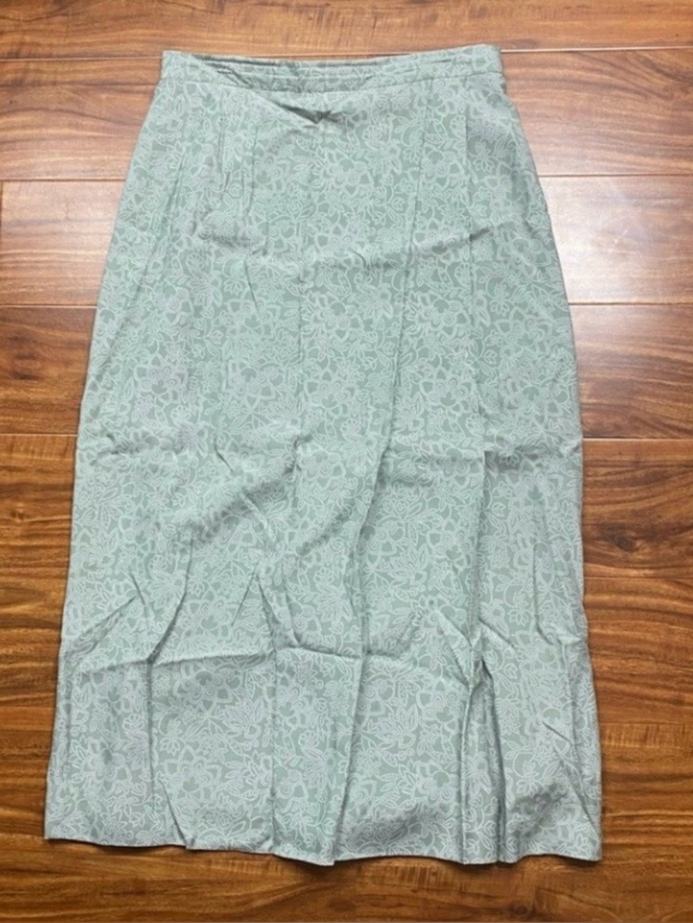 Vintage Talbots Women's Sage White Floral A Line Skirt Size 12 Retro Classic